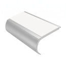 Aluminium Stair Nosing 2.75m Bullnose Single Insert 57mm, white insert, Satin Silver finish