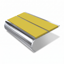 Aluminium Stair Nosing 90mm Bullnose Twin Insert, 2.44m, yellow insert, Mirrorflect Silver finish