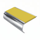 Aluminium Stair Nosing 2.75m Bullnose Single Insert 57mm, yellow insert, Mirrorflect Silver finish