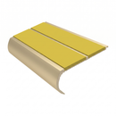 Aluminium Stair Nosing 90mm Bullnose Twin Insert, 2.44m, yellow insert, Satin Bronze finish