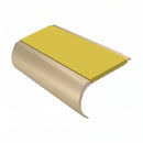 Aluminium Stair Nosing 2.75m Bullnose Single Insert 57mm, yellow insert, Satin Bronze finish