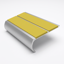 Aluminium Stair Nosing 90mm Bullnose Twin Insert, 2.44m, yellow insert, Satin Silver finish