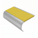 Aluminium Stair Nosing 2.75m Bullnose Single Insert 57mm, yellow insert, Satin Silver finish