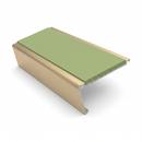 Aluminium Stair Nosing 2.75m Rake Back Single Insert Strip, apple green insert, Satin Bronze finish