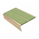 Rake Back Stair Nosing 2.75m Aluminium Double PVC Insert 5, apple green insert, Satin Bronze finish