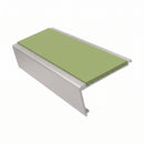 Aluminium Stair Nosing 2.75m Rake Back Single Insert Strip, apple green insert, Satin Silver finish
