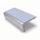 Commercial Rake Back Stair Nosing 3.22m Aluminium Single, aura insert, Satin Silver finish