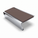 Rake Back Stair Nosing 2.44m Aluminium 62mm Single Insert, brown insert, Mirrorflect Silver finish