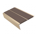 Rake Back Stair Nosing 2.75m Aluminium Double PVC Insert 5, brown insert, Satin Bronze finish