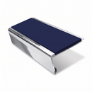 Rake Back Stair Nosing 2.44m Aluminium 62mm Single Insert, dark blue insert, Mirrorflect Silver finish