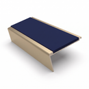 Aluminium Stair Nosing 2.75m Rake Back Single Insert Strip, dark blue insert, Satin Bronze finish