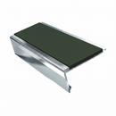 Commercial Rake Back Stair Nosing 3.22m Aluminium Single, dark green insert, Mirrorflect Silver finish