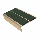 Rake Back Stair Nosing 3.22m Double Channel Aluminium, dark green insert, Satin Bronze finish
