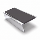 Aluminium Stair Nosing 2.75m Rake Back Single Insert Strip, dark grey insert, Mirrorflect Silver finish