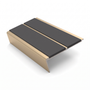 Rake Back Stair Nosing 2.75m Aluminium Double PVC Insert 5, dark grey insert, Satin Bronze finish