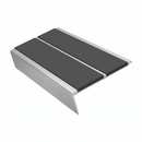 Rake Back Stair Nosing 2.75m Aluminium Double PVC Insert 5, dark grey insert, Satin Silver finish