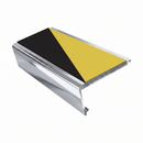 Commercial Rake Back Stair Nosing 3.22m Aluminium Single, hazard insert, Mirrorflect Silver finish