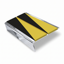 Rake Back Stair Nosing 2.75m Aluminium Double PVC Insert 5, hazard insert, Mirrorflect Silver finish