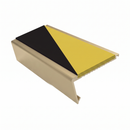 Rake Back Stair Nosing 2.44m Aluminium 62mm Single Insert, hazard insert, Satin Bronze finish
