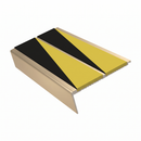 Rake Back Stair Nosing 2.75m Aluminium Double PVC Insert 5, hazard insert, Satin Bronze finish