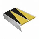 Rake Back Stair Nosing 2.75m Aluminium Double PVC Insert 5, hazard insert, Satin Silver finish