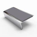 Commercial Rake Back Stair Nosing 3.22m Aluminium Single, mid grey insert, Mirrorflect Silver finish