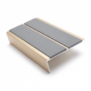 Rake Back Stair Nosing 3.22m Double Channel Aluminium, mid grey insert, Satin Bronze finish