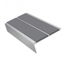 Rake Back Stair Nosing 2.75m Aluminium Double PVC Insert 5, mid grey insert, Satin Silver finish