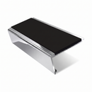 Aluminium Stair Nosing 2.75m Rake Back Single Insert Strip, premium black insert, Mirrorflect Silver finish