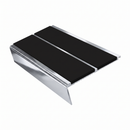 Rake Back Stair Nosing 3.22m Double Channel Aluminium, premium black insert, Mirrorflect Silver finish