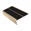 Rake Back Stair Nosing 3.22m Double Channel Aluminium, premium black insert, Satin Bronze finish