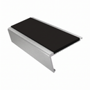 Commercial Rake Back Stair Nosing 3.22m Aluminium Single, premium black insert, Satin Silver finish