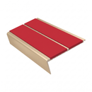 Rake Back Stair Nosing 3.22m Double Channel Aluminium, red insert, Satin Bronze finish