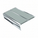 Rake Back Stair Nosing 3.22m Double Channel Aluminium, sage green insert, Mirrorflect Silver finish