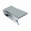 Commercial Rake Back Stair Nosing 3.22m Aluminium Single, sage green insert, Mirrorflect Silver finish