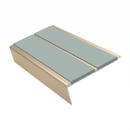 Rake Back Stair Nosing 3.22m Double Channel Aluminium, sage green insert, Satin Bronze finish