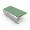 Rake Back Stair Nosing 2.44m Aluminium 62mm Single Insert, sage green insert, Satin Silver finish