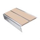Rake Back Stair Nosing 2.75m Aluminium Double PVC Insert 5, sahara insert, Mirrorflect Silver finish