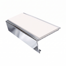 Rake Back Stair Nosing 2.44m Aluminium 62mm Single Insert, white insert, Mirrorflect Silver finish