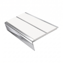 Rake Back Stair Nosing 2.75m Aluminium Double PVC Insert 5, white insert, Mirrorflect Silver finish
