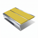 Rake Back Stair Nosing 2.75m Aluminium Double PVC Insert 5, yellow insert, Mirrorflect Silver finish