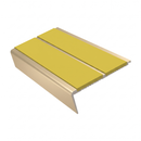 Rake Back Stair Nosing 2.75m Aluminium Double PVC Insert 5, yellow insert, Satin Bronze finish