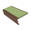 Rake back aluminium stair nosing, 62mm tread, apple green insert, dark bronze finish