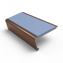Rake back aluminium stair nosing, 62mm tread, aura insert, dark bronze finish