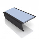 Rake back aluminium stair nosing, 62mm tread, aura insert, satin black finish