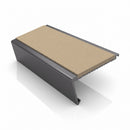 Rake back aluminium stair nosing, 62mm tread, beige insert, satin black finish