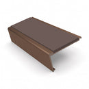 Rake back aluminium stair nosing, 62mm tread, brown insert, dark bronze finish