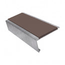 Rake back aluminium stair nosing, 62mm tread, brown insert, mill finish finish