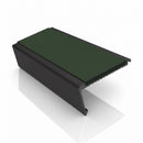 Rake back aluminium stair nosing, 62mm tread, dark green insert, satin black finish