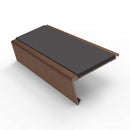 Rake back aluminium stair nosing, 62mm tread, dark grey insert, dark bronze finish